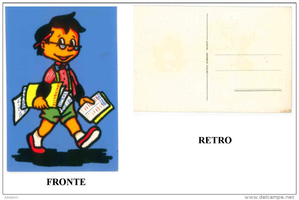 CARTOLINA VELLUTATA EDITRICE ALIPRANDI MILANO EDIZIONE 1965 OMINO RAGIONIERE NON VIAGGIATA  DIMENSIONI CM 10x15 CONDIZIO - Altri & Non Classificati