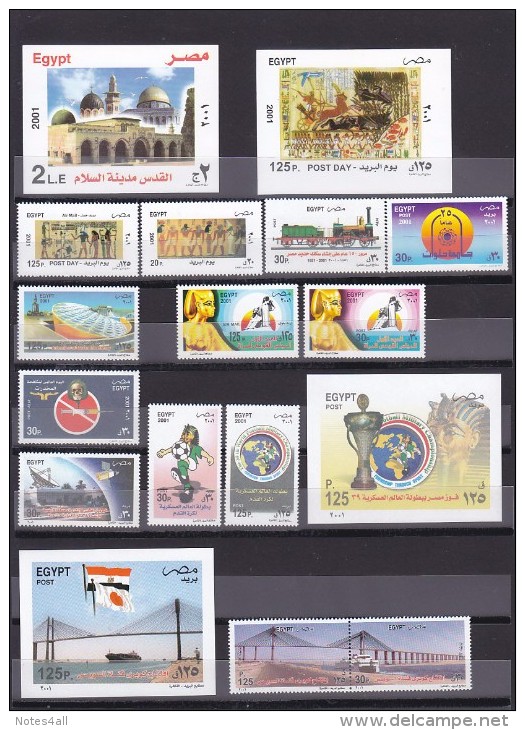 Stamps EGYPT 2001 ALL COMMEMORATIVE STAMPS ISSUED ON YEAR 2001 WITH S/S MNH */* - Unused Stamps