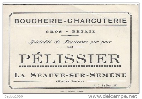 Carte Visite Publicité Boucherie Charcuterie 43 - Cartes De Visite