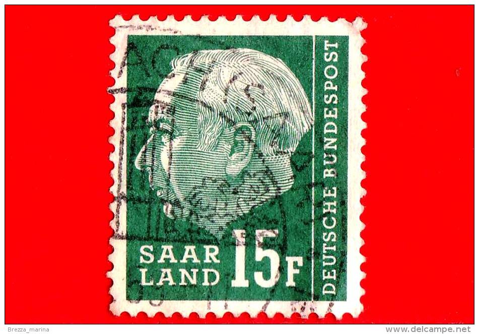 SARRE - SAAR - Usato - 1957 - Presidente T. Heuss - 15 - Gebraucht