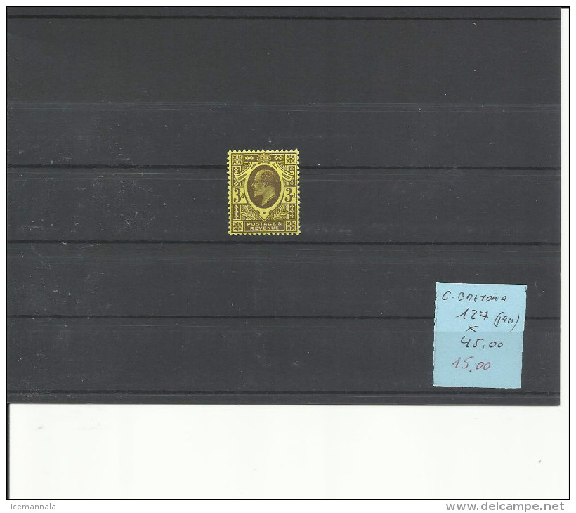 GRAN BRETAÑA YVERT 127   MH  * - Unused Stamps