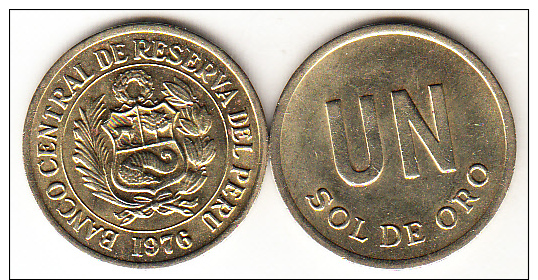 PERÚ 1976   1  SOL DE ORO.ESCUDO DEL PERÚ   NUEVA SIN CIRCULAR  .CN4280 - Perú