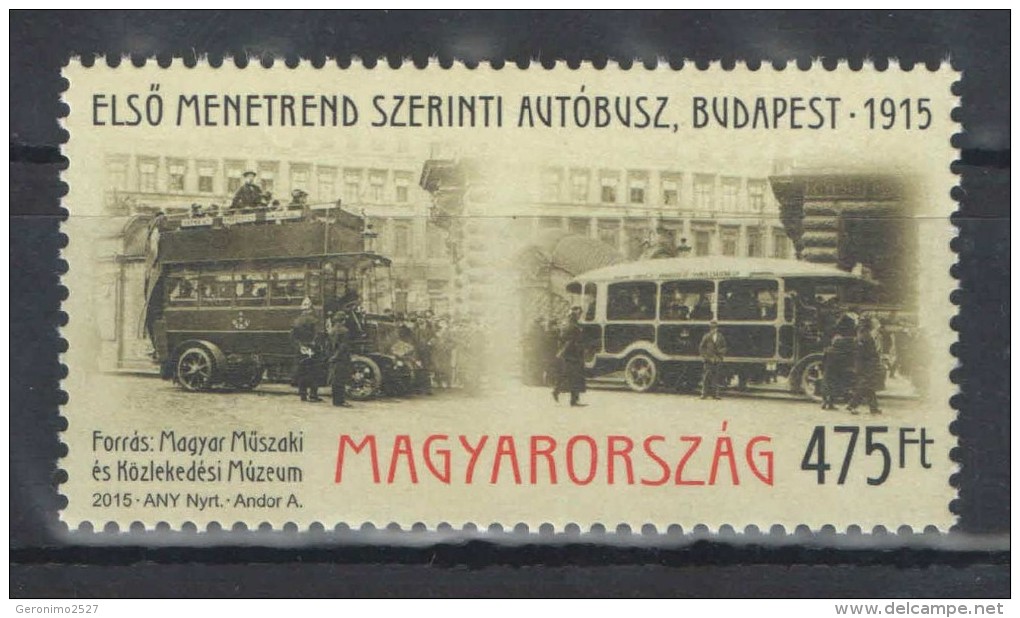 HUNGARY 2015 TRANSPORT The First Hungarian Regular BUS SERVICE - Fine Set MNH - Unused Stamps