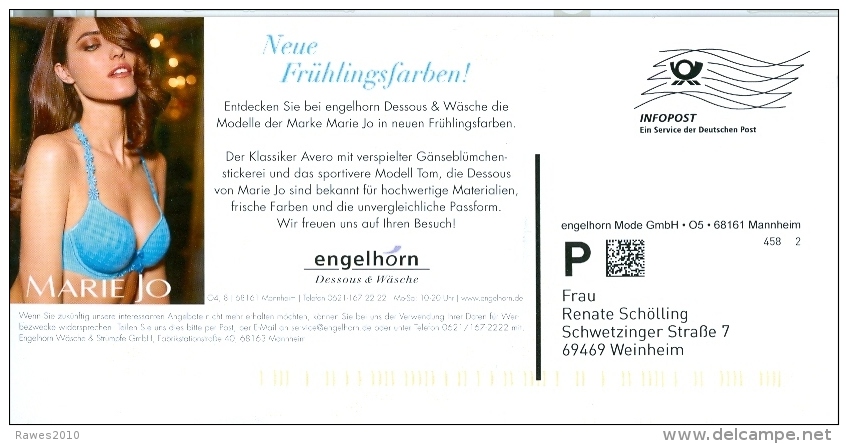 BRD Mannheim Infopost FRW Engelhorn Modekaufhaus Frau Dessous BH Marie Jo - Textil