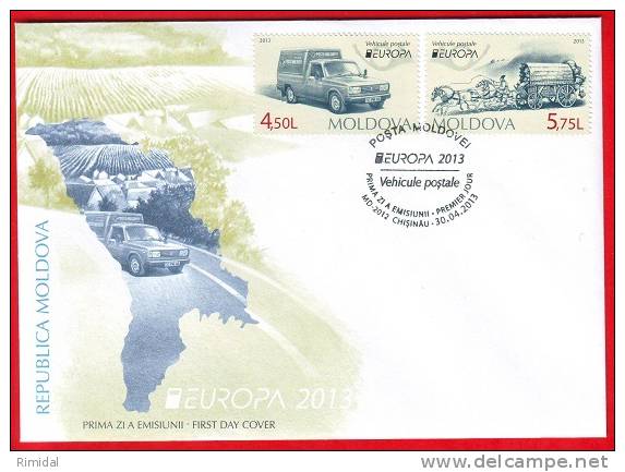 Moldova, Official FDC, Europa / CEPT - Postal Vehicles, 2013 - 2013