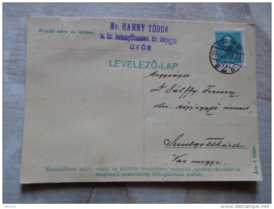 Hungary - GYÖR  1934  - Dr. Hanny Tódor M.kir.kormányfötanácsos    D129859 - Lettres & Documents