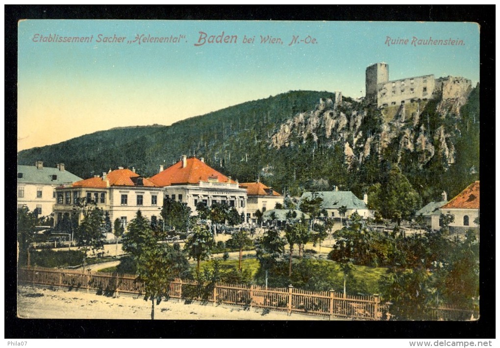 Etablissement Sacher 'Helenental' Baden Bei Wien N.-Oe. Ruine Rauhenstein / P. Ledermann / Postcard Not Circulated - Sonstige & Ohne Zuordnung