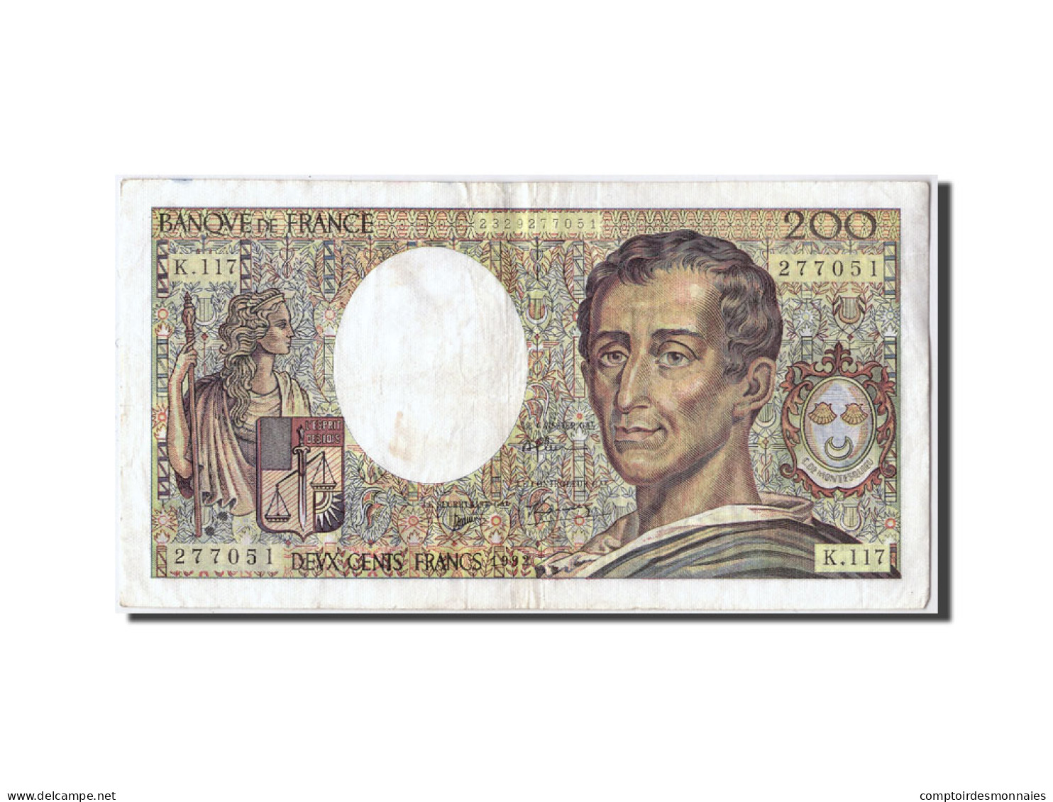 Billet, France, 200 Francs, 200 F 1981-1994 ''Montesquieu'', 1992, TB - 200 F 1981-1994 ''Montesquieu''