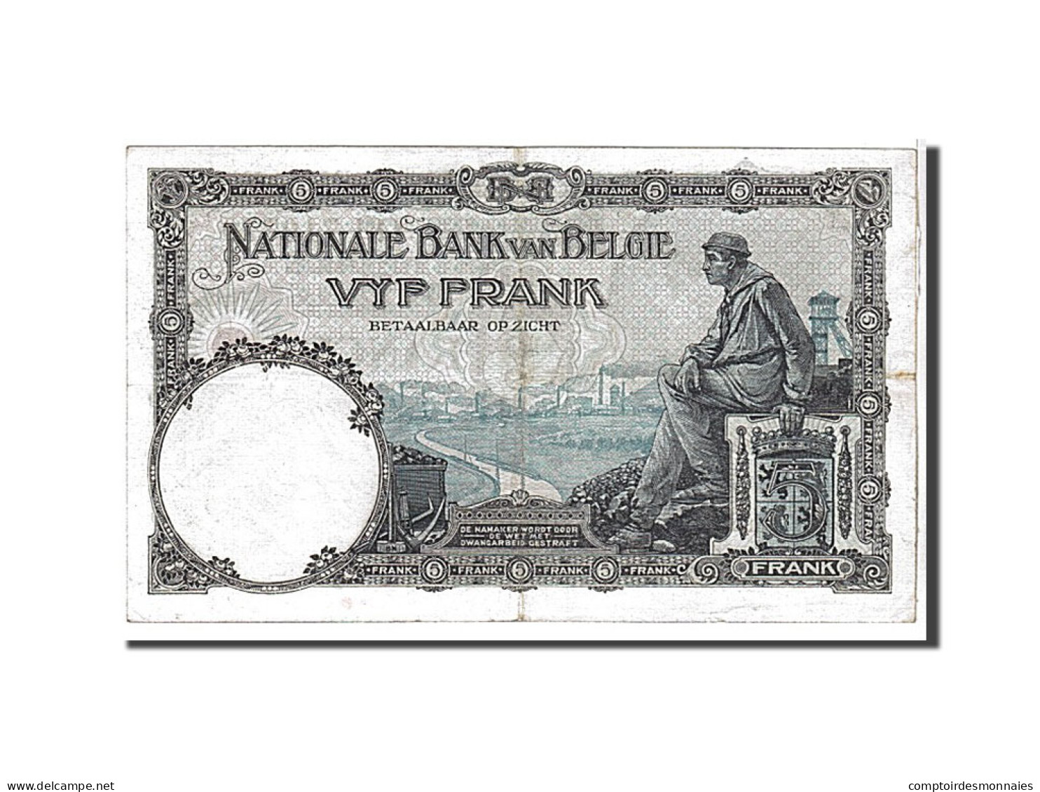 Billet, Belgique, 5 Francs, 1922, KM:93, TTB - 5 Francs