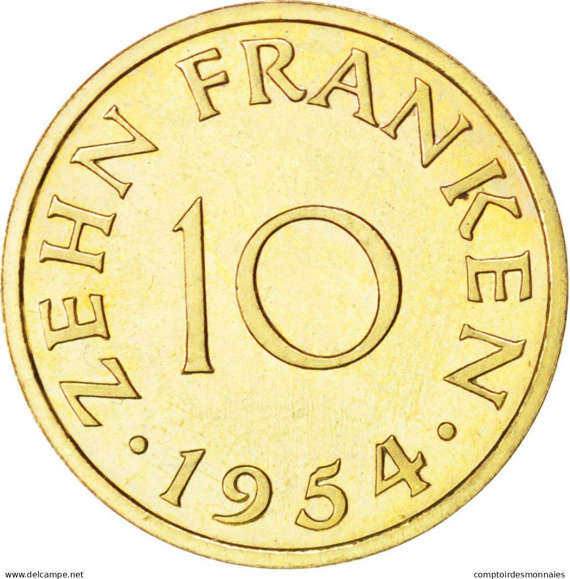 Monnaie, SAARLAND, 10 Franken, 1954, Paris, SUP+, Aluminum-Bronze, KM:E1 - Saar
