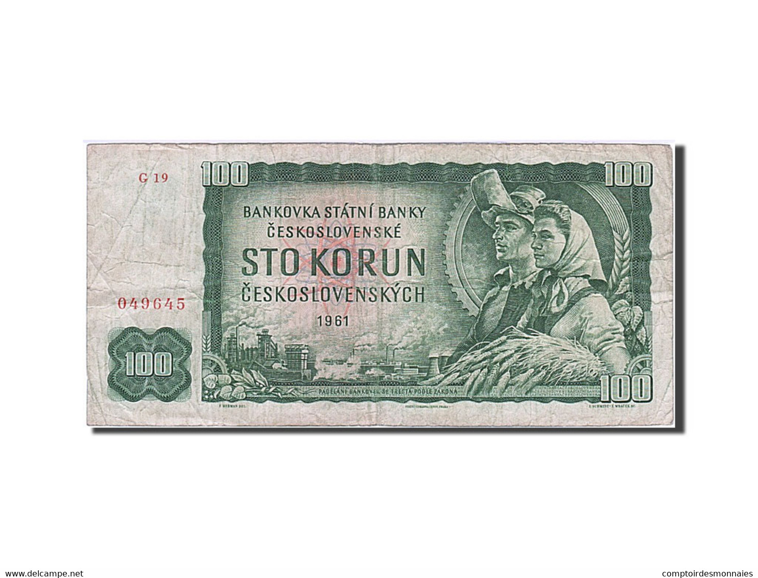 Billet, Tchécoslovaquie, 100 Korun, 1961, TB - Tschechoslowakei