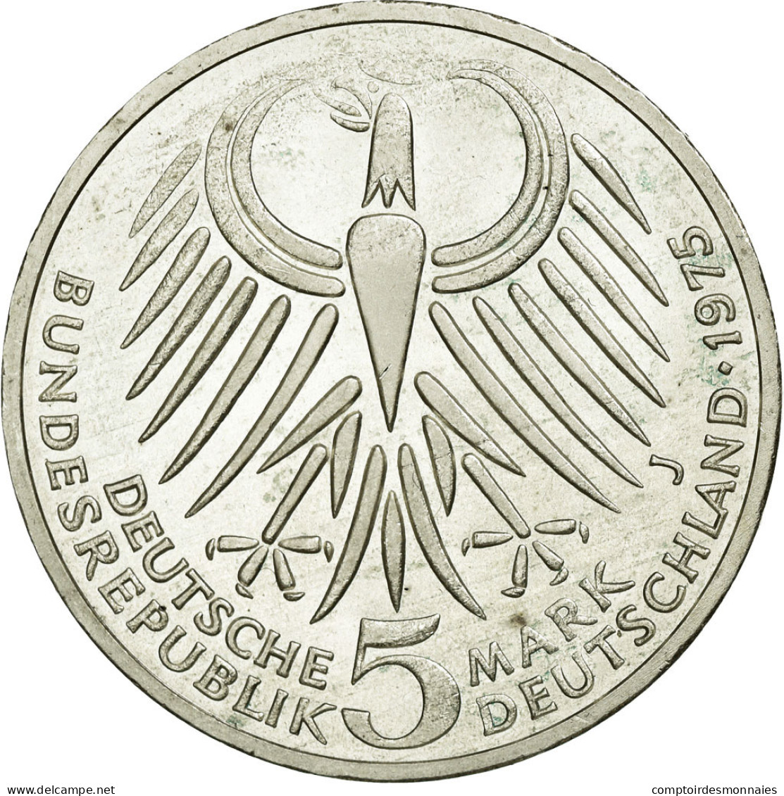 Monnaie, République Fédérale Allemande, 5 Mark, 1975, Hamburg, Germany, SUP+ - 5 Mark