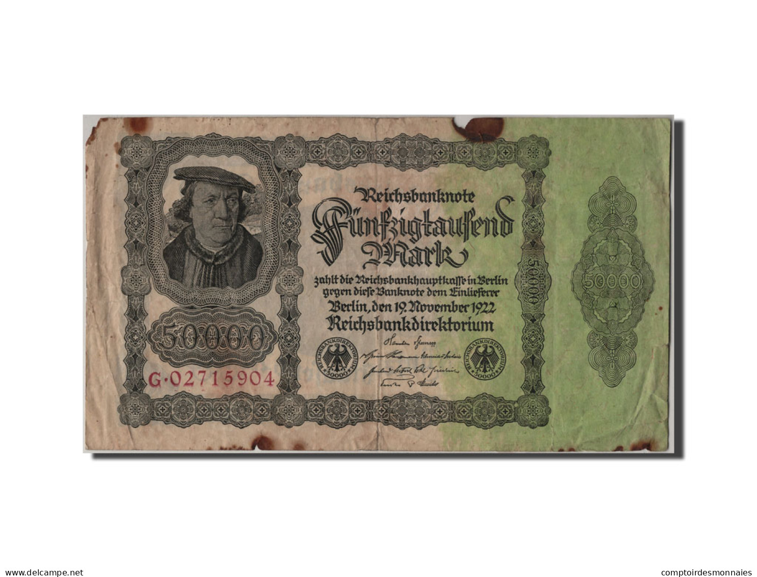 Billet, Allemagne, 50,000 Mark, 1922, 1922-11-19, B+ - 50.000 Mark