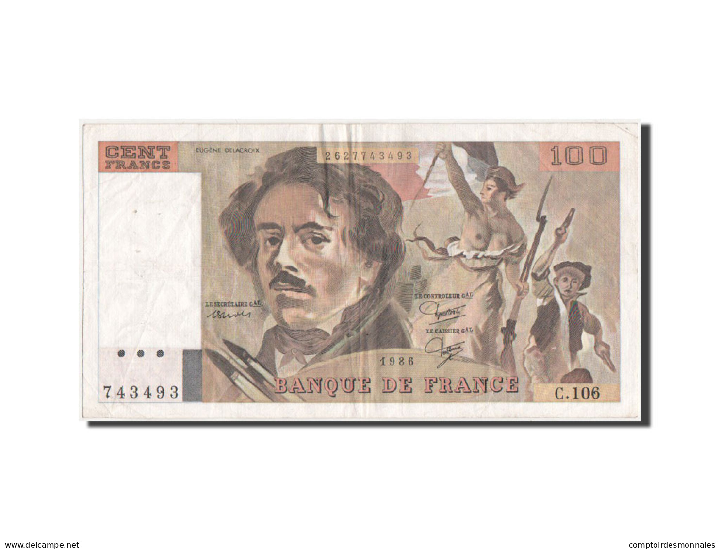 Billet, France, 100 Francs, 100 F 1978-1995 ''Delacroix'', 1986, TTB - 100 F 1978-1995 ''Delacroix''