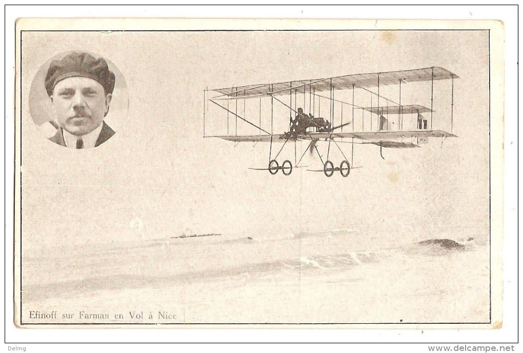 CPA 06 NICE EFINOFF Sur Farman - Aviateurs