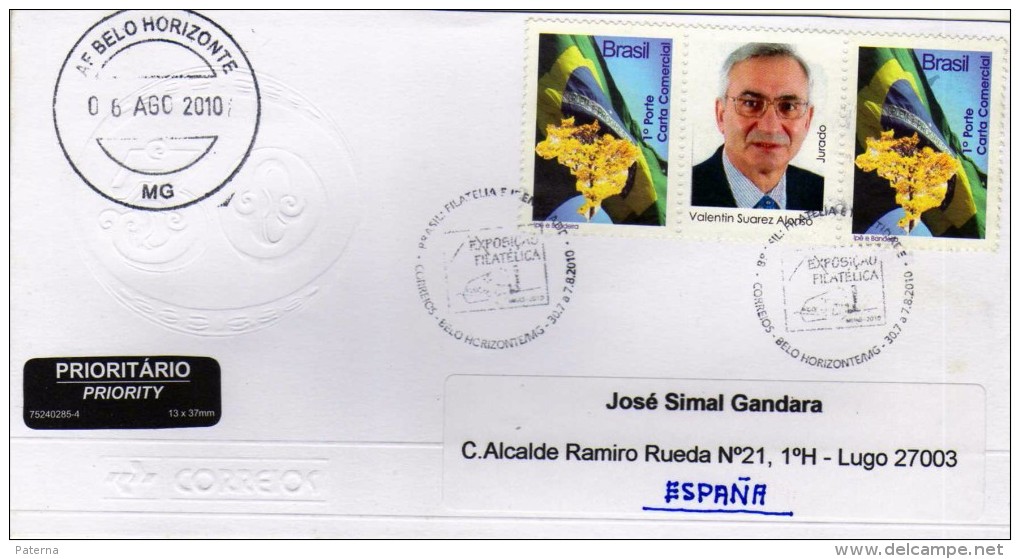 2630  Carta Urgente Belo Horizonte 2010 Brasil Valentin Suarez  Alonso , Jurado - Storia Postale