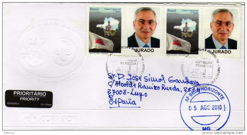 2630  Carta Urgente Belo Horizonte 2010 Brasil Valentin Suarez  Alonso , Jurado - Storia Postale