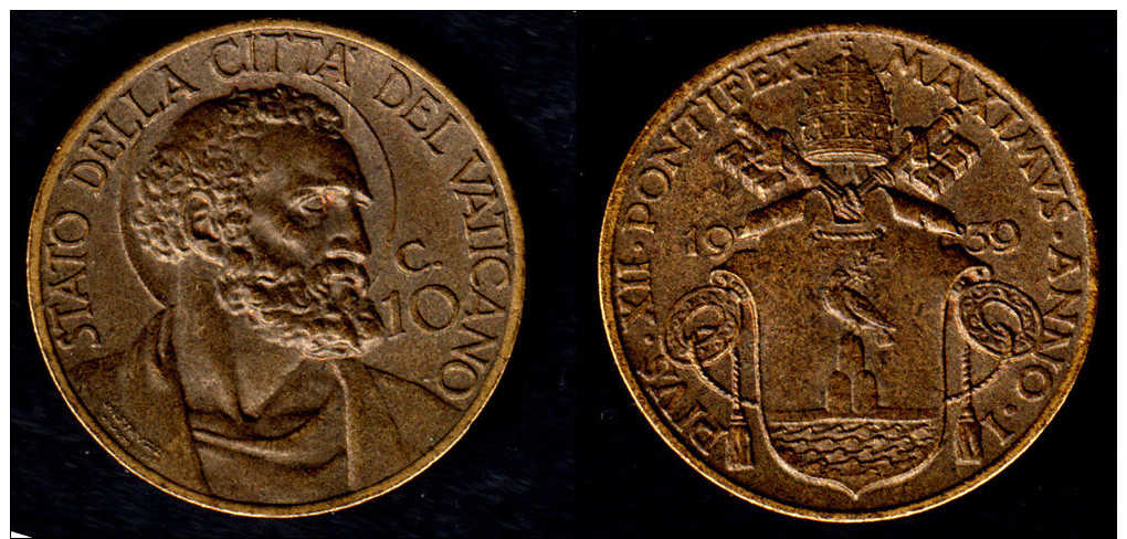 1402 # Città Del Vaticano - Pio XII (1939-1958)10 Centesimi 1939 - Come Da Foto - Vaticano (Ciudad Del)