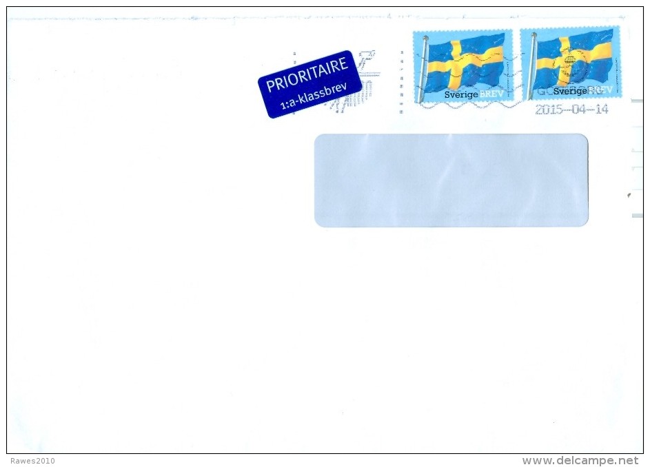 Schweden Göteborg MWST 2015 2x Mi. 2995 Fahne BREV Prioritaire - Label - Cartas & Documentos