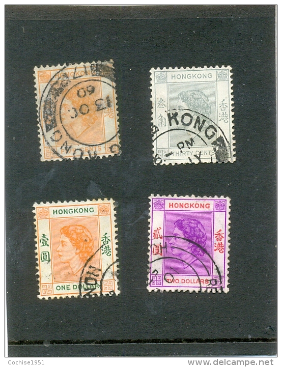 1953 HONG KONG Y &amp; T N°  176 - 181 -  185 - 187  ( O ) Les 4 Timbres - Used Stamps