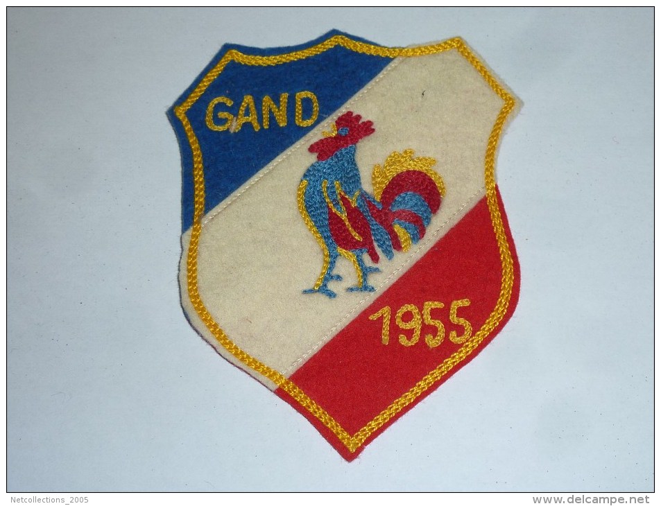 AVIRON BLASON FAIT MACHINE - "UFSFA" - GAND 1955 - RARE - COQ FRANCE ECUSSON TISSU SPORT BATEAU - Aviron