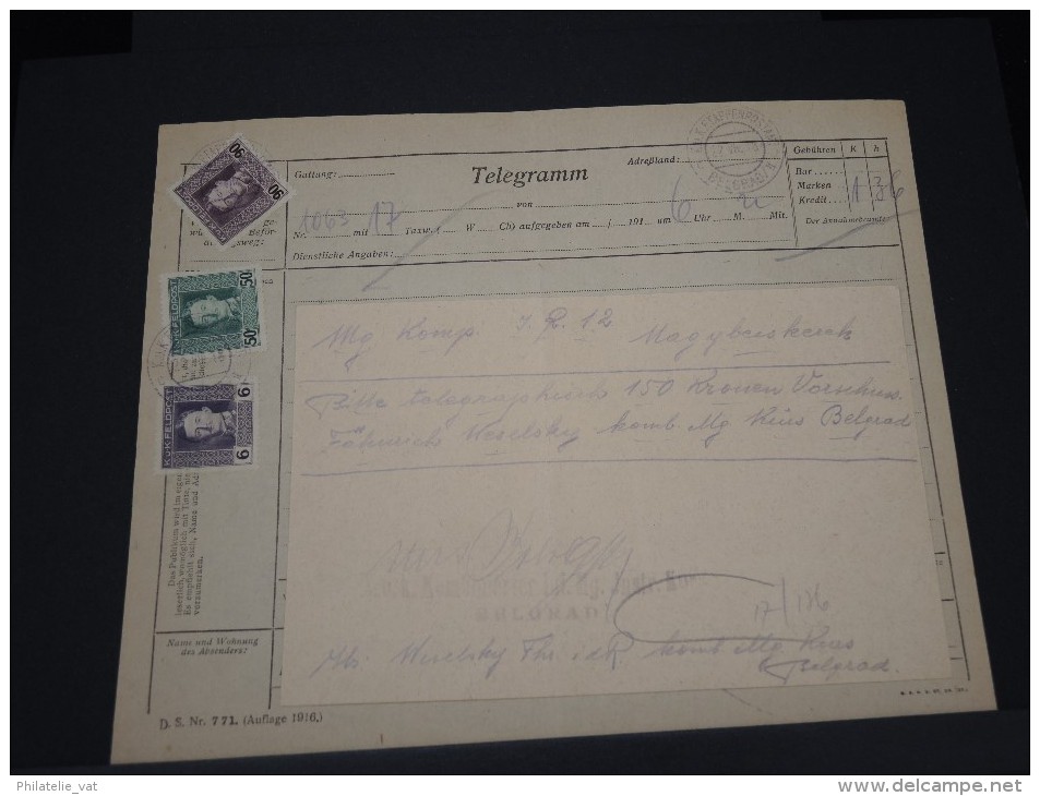 DETAILLONS COLLECTION DE TELEGRAMMES- AUTRICHE TELEGRAMME COMPLET 1918 A VOIR LOT P3518 - Telegraaf