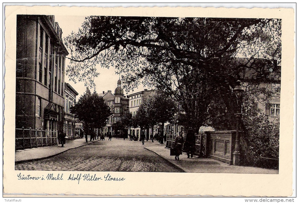 GÜSTROW Mecklenburg Adolf Hitler Strasse Belebt 27.8.1936 Gelaufen - Guestrow