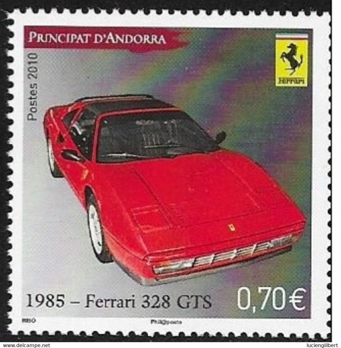 ANDORRE  - TIMBRE N°  696   -  FERRARI 38 GPS DE 1985  - NEUF  -  2010 - Unused Stamps