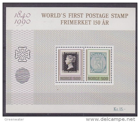 Norway 1990 World First Postage Stamp M/s ** Mnh (20997) - Blokken & Velletjes