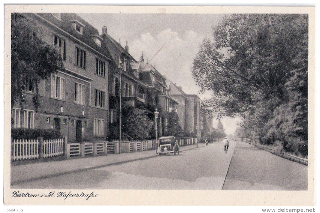 GÜSTROW Hafenstrasse Oldtimer Um 1943 Nachverwendet Gelaufen 28.7.1952 - Guestrow