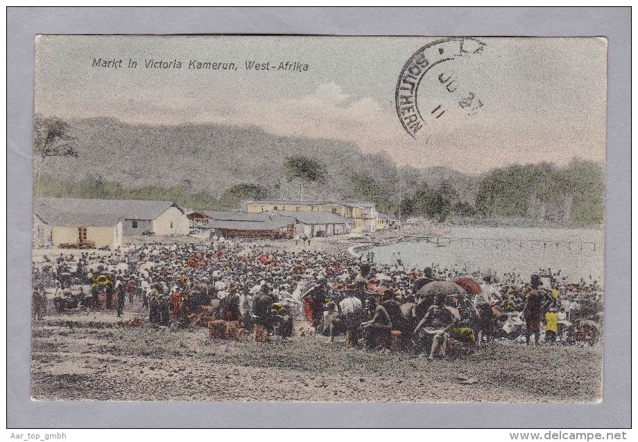 AK Afrika Kamerun Limba Markt In Victoria 1911-06-27 (Lome) Deutsche Seepost "XXX9" - Cameroun