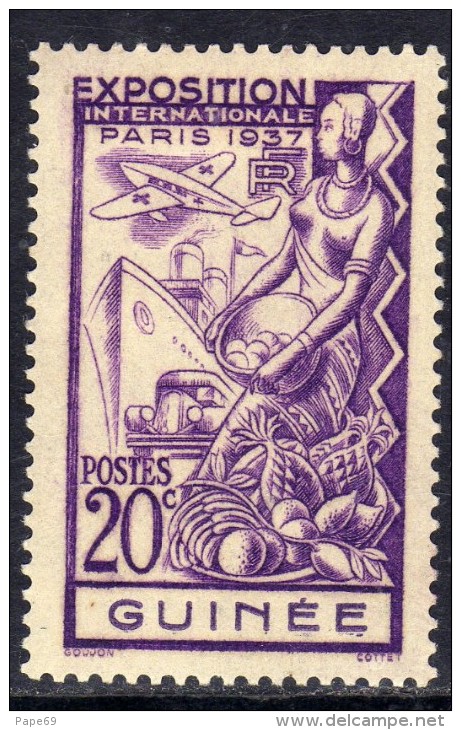 Guinée Française N° 119  X Exposition Internationale De Paris 1937 : 20 C. Violet Trace De  Charnière Sinon TB - Nuevos