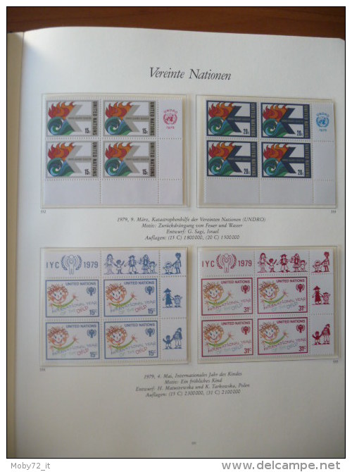 Collezione ONU New York 1978/99 Nuova In Quartine Su Fogli Borek (m30) - Collections (en Albums)