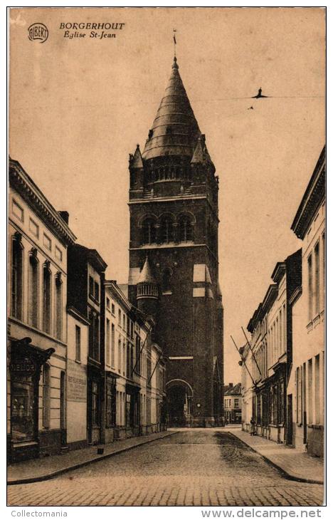 Borgerhout 5 CP Krugerplein  St Janstraat   Kerk Postkantoor   Vak -en Nijverheidsschool Prins Leopoldstr - Autres & Non Classés