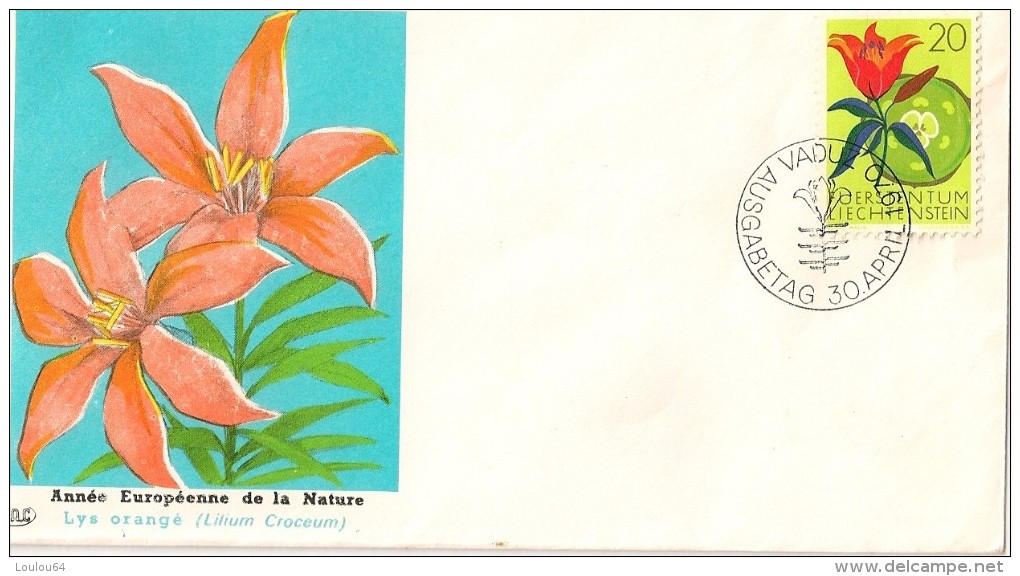 Timbre - Liechtenstein - FDC 1970 - Année Européenne De La Nature - Lys Orangé (fleur) - FDC