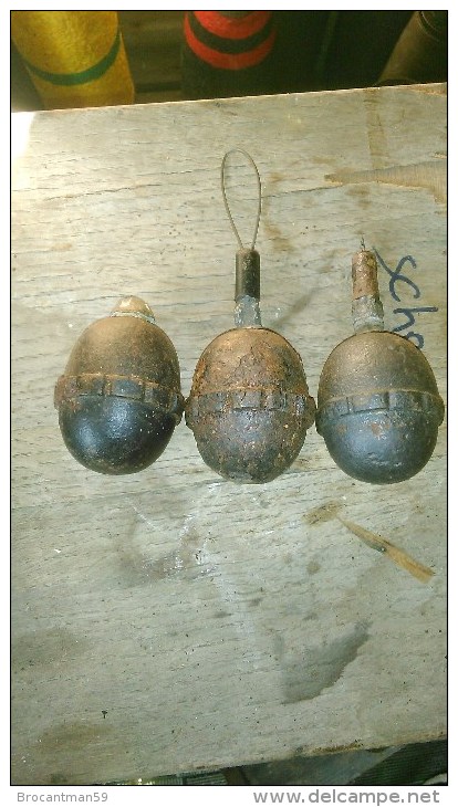 Lot De 3 Grenades Allemande Oeuf - 1914-18