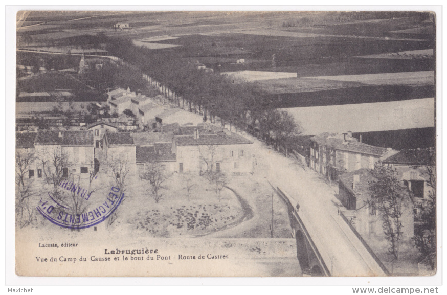 Labruguière - Vue Du Camp Et Le Bout Du Pont - Route De Castres - Circulé 1916, Sous Enveloppe - Labruguière