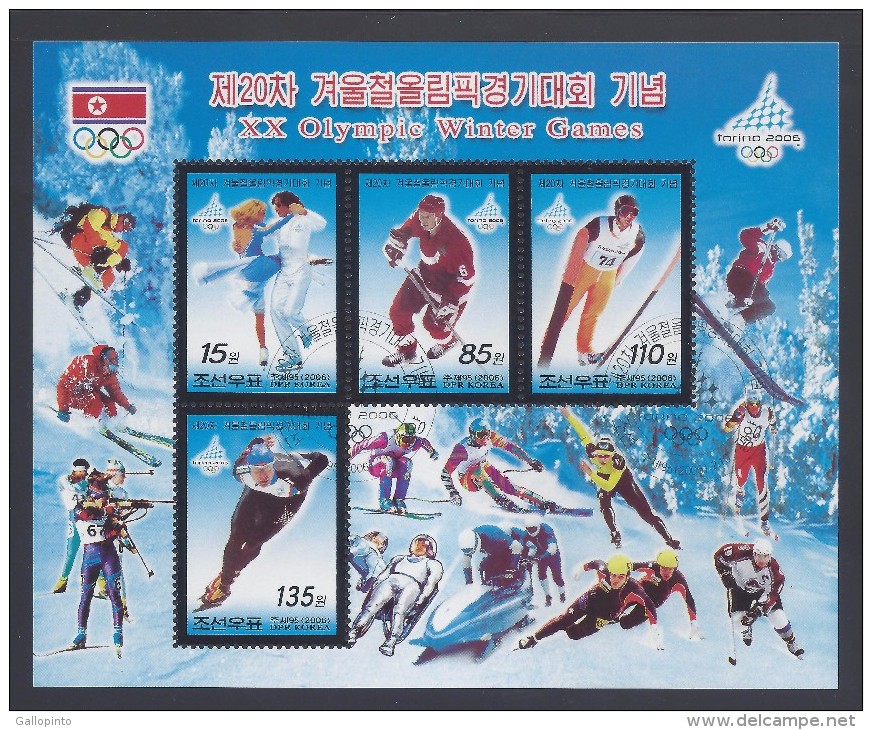 DPR KOREA WINTER OLYMPICS TURIN Sc 4483 SHEET Of 4 CTO MNH 2006 - Hiver 2006: Torino