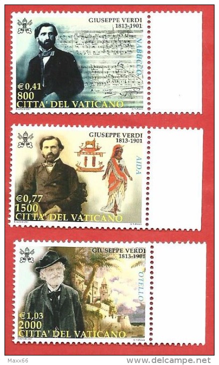 VATICANO MNH - 2001 - Centenario Della Morte Di Giuseppe Verdi - £ VARI - S. 1231 - 1233 - Oblitérés