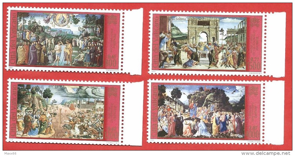 VATICANO MNH - 2001 - La Cappella Sistina Restaurata - £ VARI - S. 1224 - 1227 - Gebraucht