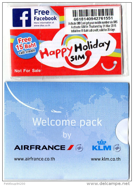 PACK CARTE GSM/SIM  THAILANDE   Happy Holiday Sim  AIR FRANCE/KLM ECHANTILLON - Thaïlande
