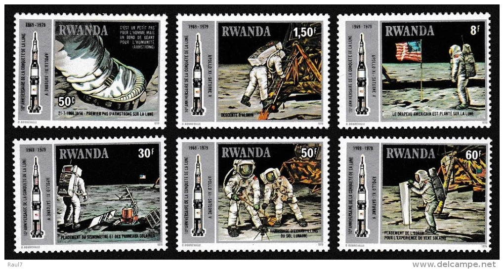 RWANDA 1979 - Astronautes, Navette Spatiale, Homme Sur La Lune - 6 Val Neuf // Mnh - Neufs