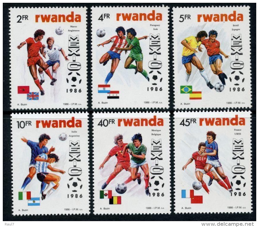 RWANDA 1986 - Coupe Du Monde De Football, Mexico 86 - 6 Val Neuf // Mnh - Unused Stamps