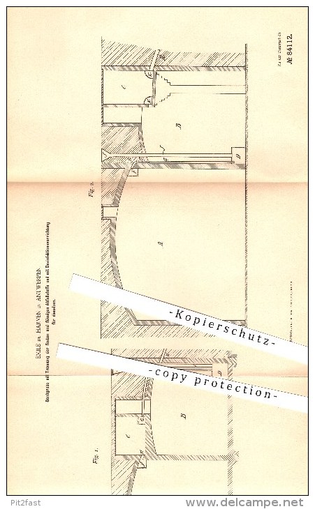 Original Patent - Emile De Harven In Antwerpen , 1895 , Senkgrube Mit Trennung Der Festen Und Flüssigen Abfallstoffe !!! - Antwerpen