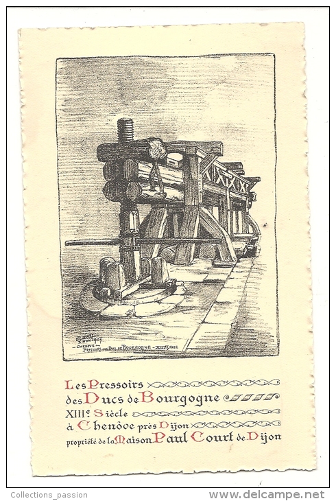 Cp, Agriculture, Les Pressoirs Des Ducs De Bourgogne, XIIè S.,  à Chenôce Près De Dijon - Maison Paul Court De Dijon - Vines