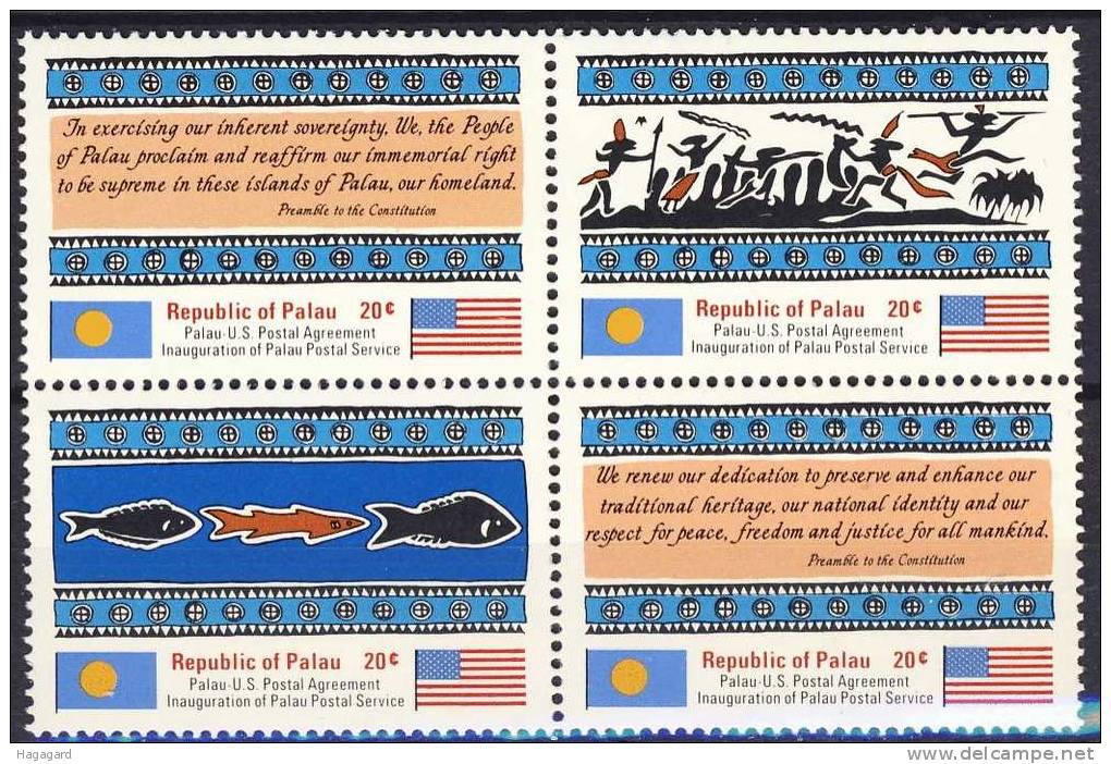 #Palau 1983. Postal Independance. Block Of 4. Michel 1-4. MNH(**) - Palau