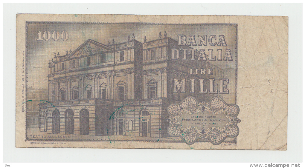 Italy 1000 Lire 1977 AF Banknote Verdi Pick 101e 101 E - 1000 Lire