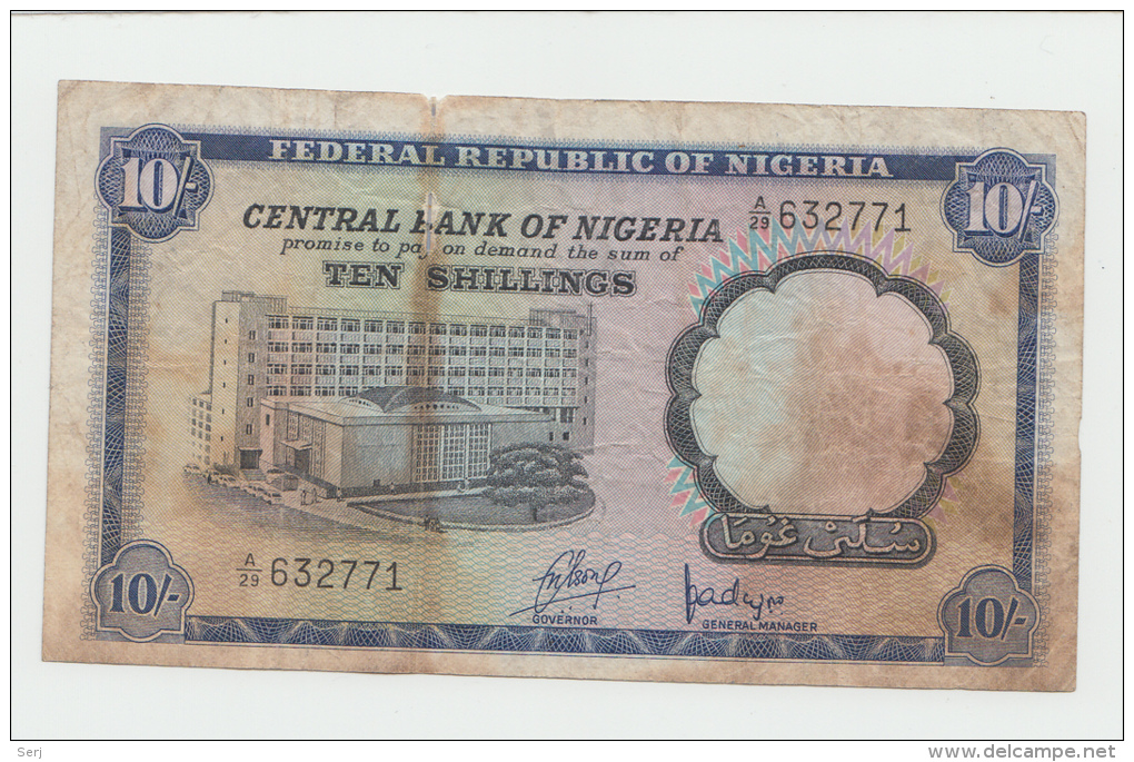 Nigeria 10 Shillings 1968 "aF" Pick 11a  11 A - Nigeria