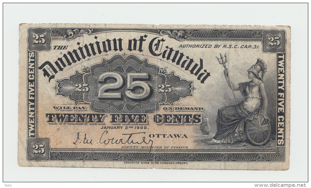 Canada 25 Cent 1900 "F+" Pick 9a 9 A (Signature Courtney) - Canada