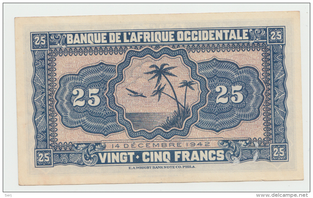 French West Africa 25 Francs 1942 AUNC Pick 30a - Other - Africa